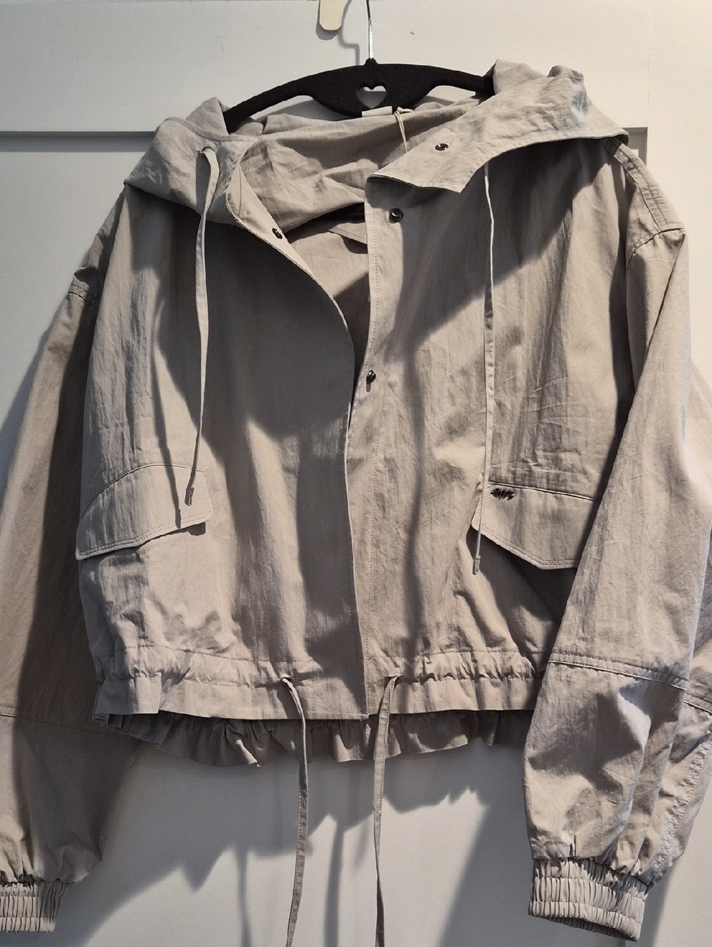 ENVT Light Gray Hooded Windbreaker Jacket - Women's Designer Athleisure  NWT